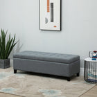 HOMCOM Linen Fabric Entryway Bench with Wooden Feet - Grey-Comfortable fabric exterior and soft foam creates a beautiful seating area  