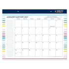 Emily Ley Simplified 2027 Desk Pad - 17" x 22" - Happy Stripe - Bilingual-Page size: 17" H x 21-3/4" W
