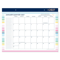 Emily Ley Simplified 2027 Desk Pad - 17" x 22" - Happy Stripe - Bilingual-Page size: 17" H x 21-3/4" W