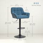 HOMCOM Adjustable Swivel Tufted Fabric Bar Stools - Dark Blue - 2 Pack-The swivel seat allows a free rotation of 360 degrees
