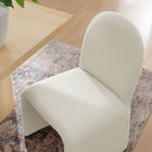 Modway Junia Boucle Upholstered Arch Armless Dining Chair - Cream-Fully Assembled Design