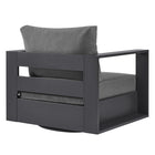 Modway Tahoe Outdoor Powder-Coated Aluminum Swivel Armchair - Grey/Charcoal-Non-Marking Foot Glides