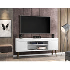 Manhattan Comfort Bradley 62.99" Mid-Century Modern TV Stand - White-Includes 2 Open Shelves and 2 Large Concealed Storage Compartments