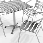 Flash Furniture 27.5" Square Aluminum Indoor-Outdoor Table Set with 4 Slat Back Chairs-Smooth Stainless Steel Table Top