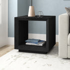 Hudson&Canal Evie 22"W Rectangular Side Table - Black Grain-Features easy assembly