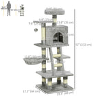 PawHut 52" Cat Tree with Condo, Hammock and Bed - Light Grey-Soft and comfortable plush covering for safety 
