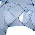 Outsunny 8-Person Insulated Ice Fishing Tent - Pop-up - for -22℉ - Blue-Roll-up windows in transparent plastic material for a nice and clear view
