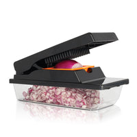 As Seen on TV NutriSlicer XL 4-in-1 Handheld Kitchen Slicer and Chopper with Storage Container - Black-The Nutrislicer XL's features 4 sturdy stainless-steel blades, cutting vegetables and foods up to 18x faster than by hand, while saving tons of effort and valuable time from chopping and slicing foods during meal prep