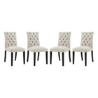 Modway Duchess Fabric Dining Chair - Beige - 4 Pack-Dense Foam Padding for Comfort