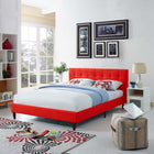 Modway Linnea Full Bed - Atomic Red-Slatted Poplar Wood Support System