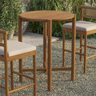 Modway Eleni Round 35" Outdoor Teak Wood Round Bar Table - Natural-Slatted Tabletop