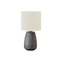 Monarch Specialties 19" H Contemporary Table Lamp - Grey Ceramic / Ivory / Cream Shade-Light up your space with this stylish, contemporary 19"h table lamp in with a grey ceramic textured base and topped with a tapered ivory linen drum shade for an outstanding practical decorative accent