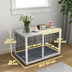 PawHut 35.4" W Dog Kennel End Table with Washable Cushion and Adjustable Feet - Grey-Strong wires resist damage 