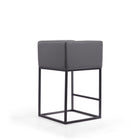 Manhattan Comfort Embassy 20.5" Mid-Century Modern Faux Leather Upholstered Counter Stool - Grey and Black - 2 Pack-Delivered to you Fully Assembled! No Assembly Required