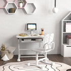 Qaba Kids Desk & Chair Set Height Adjustable with Tilt Desktop - Grey-Curved legs enhance overall balance and support

