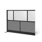 Luxor Modular Wall Extension - 70" W x 48" H - Segmented Black Frame, Frosted Acrylic, Cool Grey PET-Creates semi permanent privacy in shared spaces