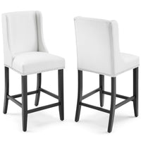 Modway Baron Faux Leather Counter Stool - White - Set of 2-Elegant Modern Counter Stool