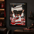 Frameworth Sebastian Aho 20" H x 29" W Framed Canvas Carolina Hurricanes 2026 Stanley Cup Champions Framed Canvas - Officially Licensed NHL/NHLPA-Finished size 22.5" x 31.5": Vertical framed display sized for living rooms, offices, fan caves, and sports rooms