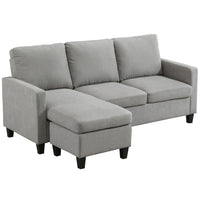 HOMCOM Sectional Sofa with Ottoman - Light Grey-L-shaped design optimizes space in living rooms, bedrooms, home offices, etc