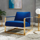 Modway Seg Performance Velvet Accent Chair - Gold Navy-Performance Velvet Upholstery