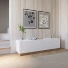 Nexera TV-Stand Nauraa - Natural Maple/White-Designed and made in Canada with CARB II/FSC Certified particle board and MDF materials. 