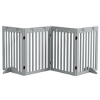 PawHut 80" Extra Wide Freestanding Pet Gate with Support Feet - Light Grey-MDF board frame is robust and pet-friendly 