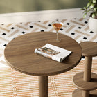 Modway Neo 31" Round Indoor/Outdoor Patio Wood Bar Table - Cocoa Brown-Pedestal Base