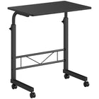 HOMCOM 23.5" Mobile Standing Desk with Adjustable Height - Black-Unique C-shaped make it available for a lot of different placements 