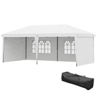 Outsunny 10 ft W x 20 ft L Outdoor Pop Up Canopy Tent with Carrying Bag - White-This pop up canopy gives quick shade with a spacious 10' x 20' coverage