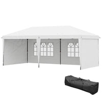 Outsunny 10 ft W x 20 ft L Outdoor Pop Up Canopy Tent with Carrying Bag - White-This pop up canopy gives quick shade with a spacious 10' x 20' coverage