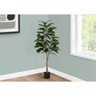 Monarch Specialties 52" Artificial Indoor Rubber Tree - Floor - Black Pot-72 real touch, adjustable, rich green leaves create a lifelike appearance