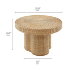 Modway Ainsley 32" Round Natural Rattan Coffee Table - Natural-Round Tabletop