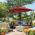 Outsunny 8' L x 8' W Square Patio Hanging Offset Umbrella with 360° Rotation - Wine Red-8' x 8' (245 x 245 cm) canopy offers complete shade in any park, garden, patio, backyard, beach, pool or other outdoor settings  