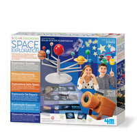4M Steam Kids Deluxe Space Exploration-Assembled solar system model measures 12″ x 12″, space projector measures 5.25″ L x 2″ W x 2.75″ H.