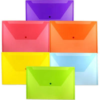 JAM Paper Plastic Envelopes with Snap Closure, Legal Booklet, 9.75 x 14.5, Assorted Poly Colours, 12 Pack (219S0assrtdg)-Assortment of Six Legal Size Plastic Envelopes with Button Snap Closure: Red, Blue, Lime Green, Yellow, Orange, and Purple