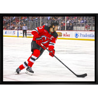 Nico Hischier New Jersey Devils - Framed Canvas - 31" x 22"-Premium canvas print with gallery-wrapped edges