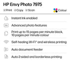 HP Envy 7975 All-in-One Photo Printer with 3 Free Months of Instant Ink-Paper Handling: 125-sheet input tray, . 15-sheet photo tray, 35-sheet ADF, and 60-sheet output tray 