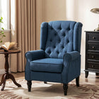 HOMCOM Fabric Accent Chair with Wood Legs - Rolled Arms for Bedroom - Blue-Thick padded over-sized seat and backrest wraps you in comfort
