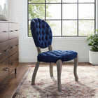 Modway Exhibit French Vintage Dining Performance Velvet Side Chair - Navy-Performance Velvet Polyester Upholstery