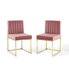 Modway Carriage Performance Velvet Dining Chair - Gold/Dusty Rose - 2 Pack-Glam Deco Dining Chair