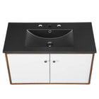Modway Transmit 36" Wall-Mount Bathroom Vanity - Walnut/Black-8
