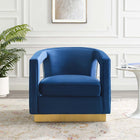Modway Frolick Performance Velvet Armchair - Navy-Matte Gold Stainless Steel Base