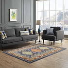 Modway Atzi Distressed Southwestern Diamond Floral Area Rug - 4 ft W x 6 ft L - Multicolored-Tight Low Pile Weave