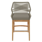 Modway Wellspring Outdoor Patio Teak and Rope Counter Stool - Light Gray Greige-Assembly Required