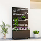 Outsunny Metal Planter Box on Wheels with 63" H Trellis - 35" L x 12" D - Black-Inner space allows 19 gallons of soil, ensuring ample planting area 