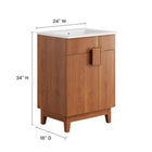 Modway Miles 24" Bathroom Vanity - White/Walnut-Hinged Doors