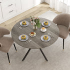 HOMCOM 47" Round Dining Table with Steel Legs - Grey Wood Grain and Black-Adjustable feet keep steady, even on uneven floors