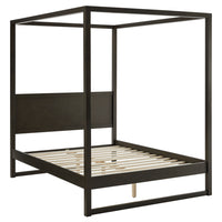 Modway Alva Queen Wood Canopy Platform Bed - Smoked Oak-4-Post Canopy Bed