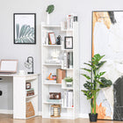 HOMCOM 6-Tier Tall Bookcase - White-Plain oak-colored surface adds a natural look to your decor 