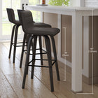 Armen Living Vienna 30" Bar Height Swivel Bar Stool in Black Wood Finish with Grey Faux Leather-10